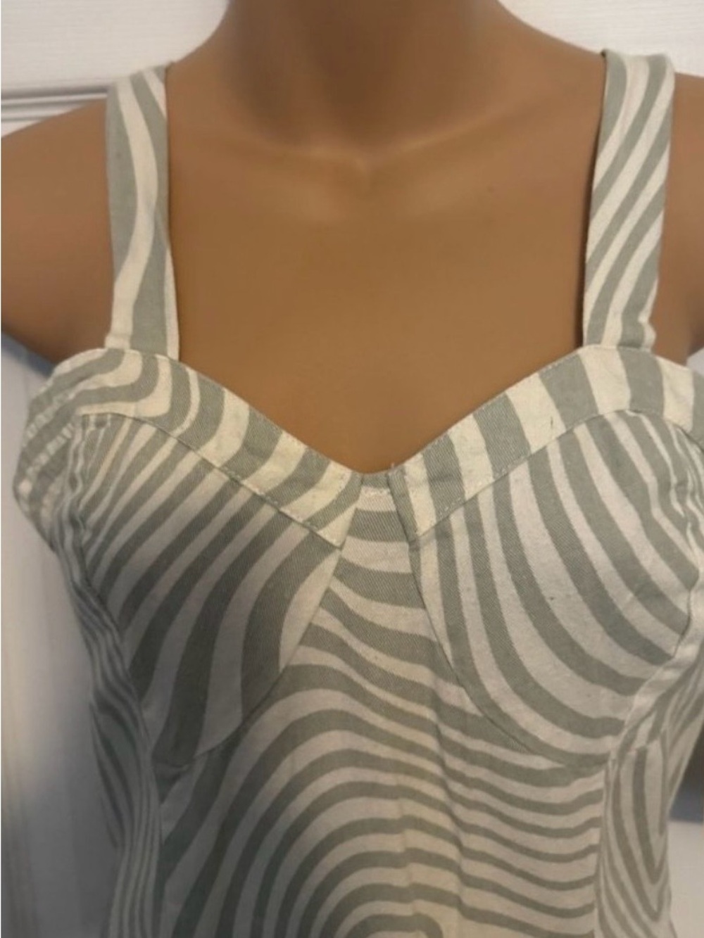 Sincerely Jules Sage and Cream Striped Sweetheart Cami